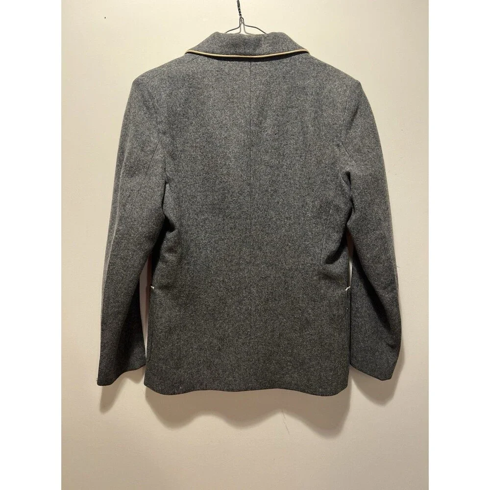 Madison College Gray Wool Collegiate Blazer S Regular Fit Patch Piped Trim